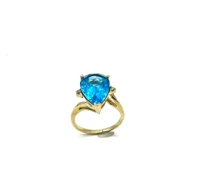 Pear Shaped Blue Topaz Bypass Ring