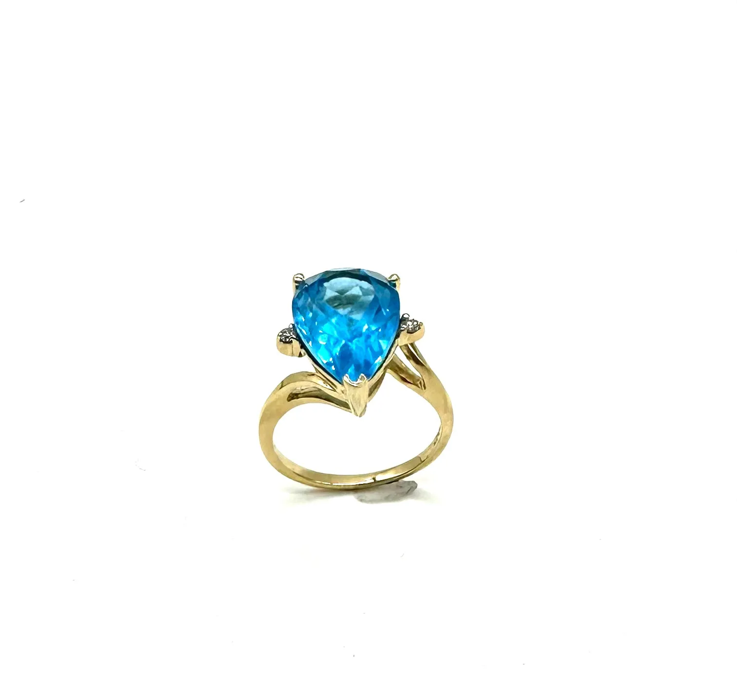 Pear Shaped Blue Topaz Bypass Ring