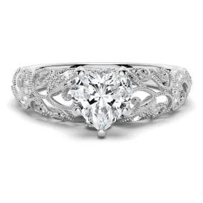 Romantic Vintage Heart Shaped Moissanite Engagement Ring