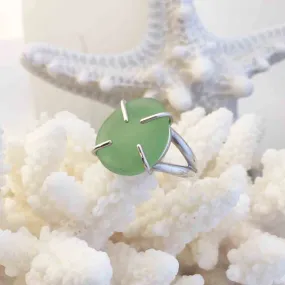 Seafoam Sea Glass Ring in Sterling Silver Size 10 | #1519