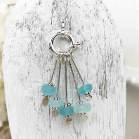 Shades of Aqua Sea Glass Sea Spray Necklace | #1029