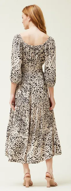 Shiloh Midi Dress in Ivory and Black