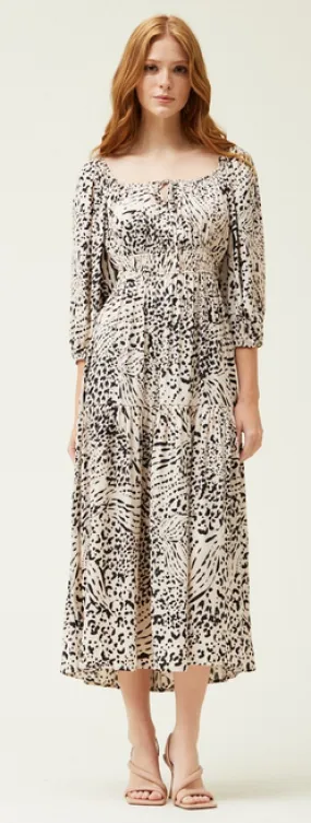 Shiloh Midi Dress in Ivory and Black