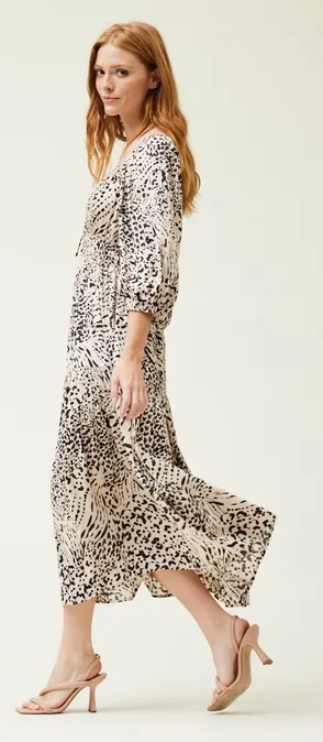 Shiloh Midi Dress in Ivory and Black