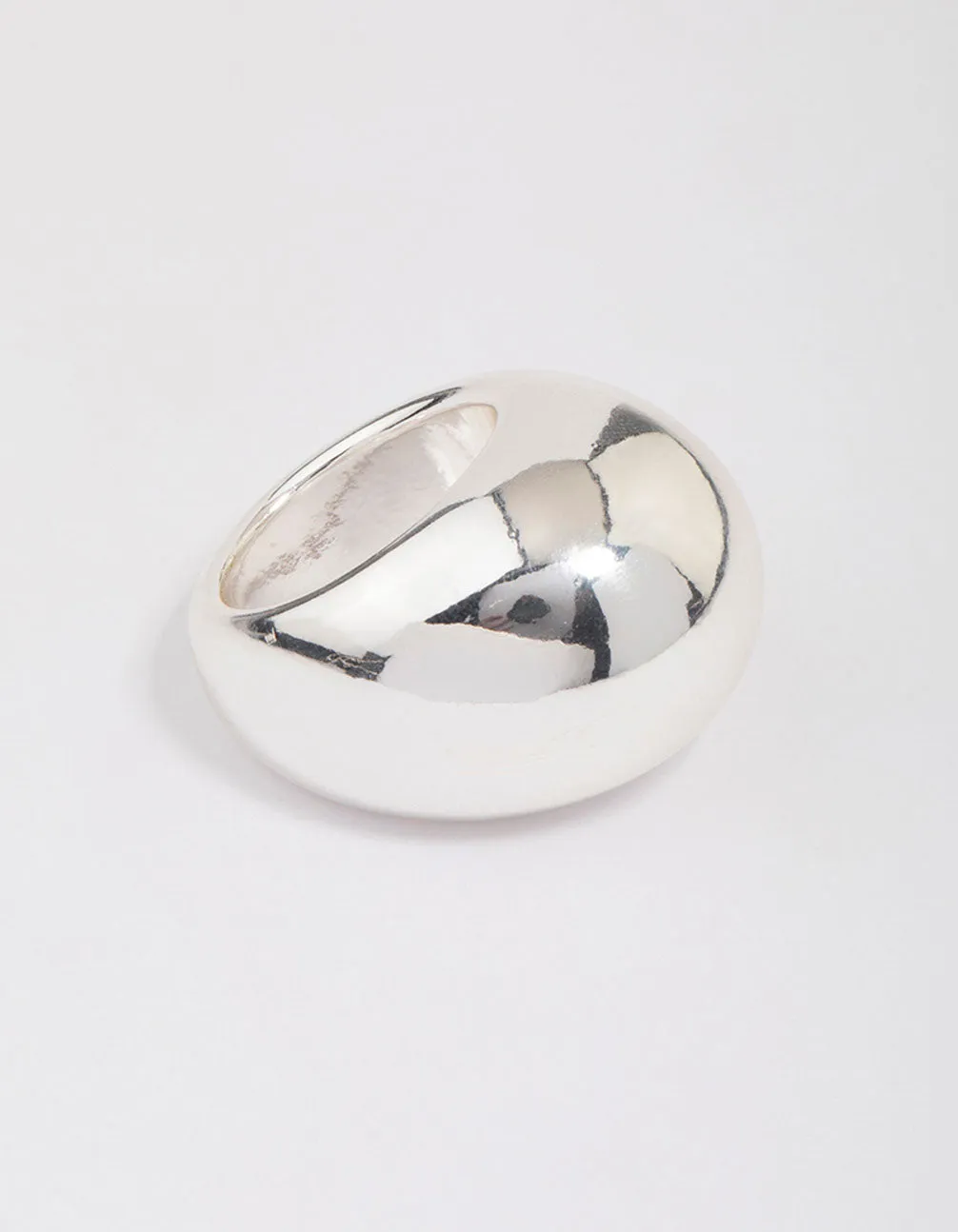 Silver Plated Smooth Round Dome Ring