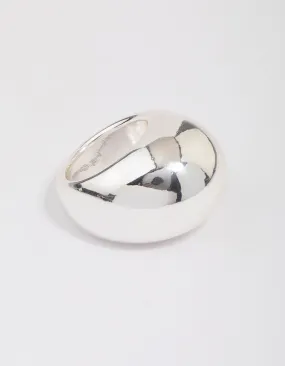 Silver Plated Smooth Round Dome Ring