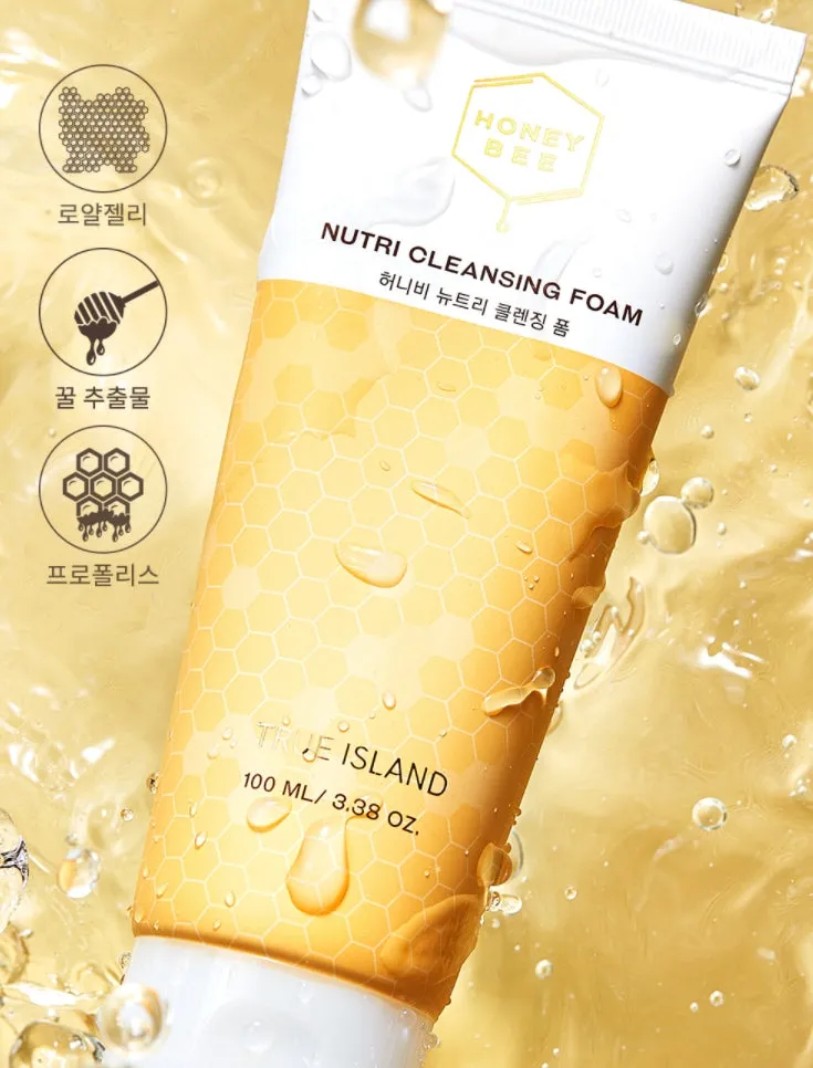 True Island Honey Bee Nutri Cleansing Foam 100ml Dry Skincare Moisture Facial Pore Cleanser